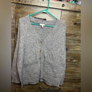 Ella Moss Gray Cardigan with Button Accents